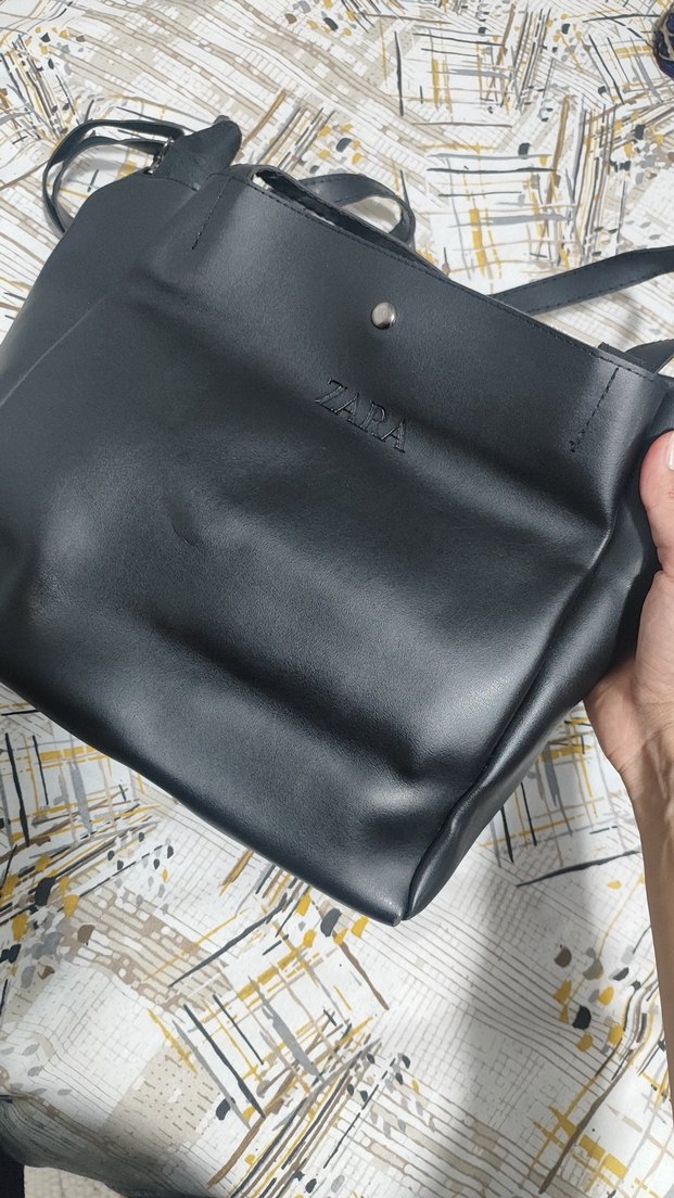 Zara Siyah Deri Fermuarlı Kadın Çanta - Görsel 5