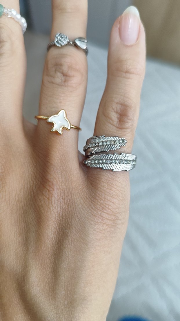 Minimalist Beyaz Kadın Yüzük Seti - Görsel 3