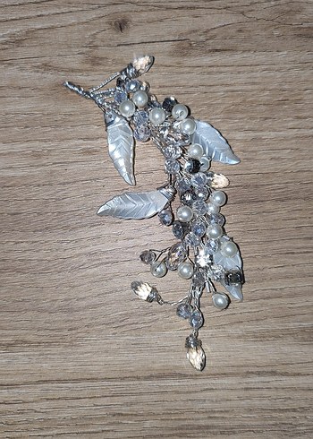 Boncuklu Beyaz Metal Saç Aksesuarı - Görsel 3