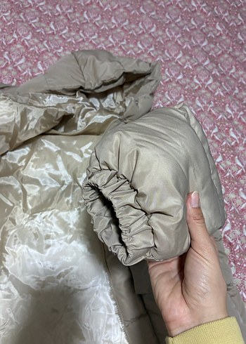 Bej Kışlık Kadın Mont, Orta Boy, Düğmeli - Görsel 7