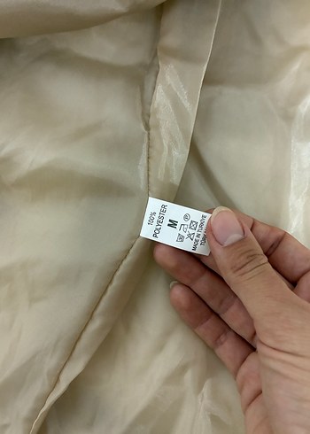 Bej Kışlık Kadın Mont, Orta Boy, Düğmeli - Görsel 4