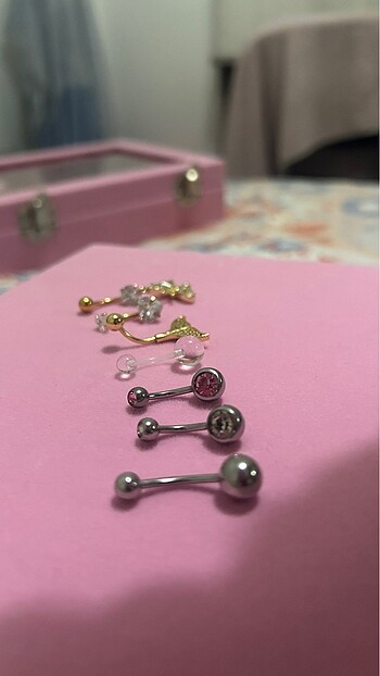 Diğer Göbek Piercing Altın-gümüş renkli cerrahi çelik