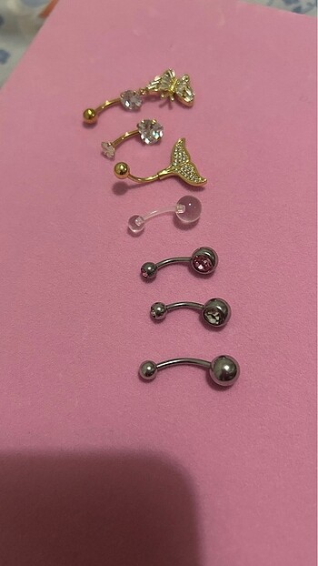 Göbek Piercing Altın-gümüş renkli cerrahi çelik