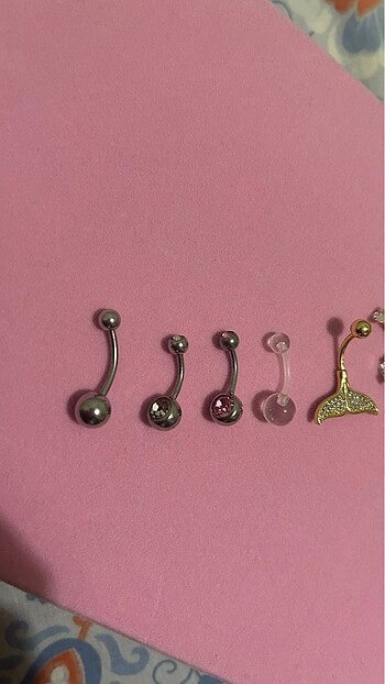 Göbek Piercing Altın-gümüş renkli cerrahi çelik - Görsel 5