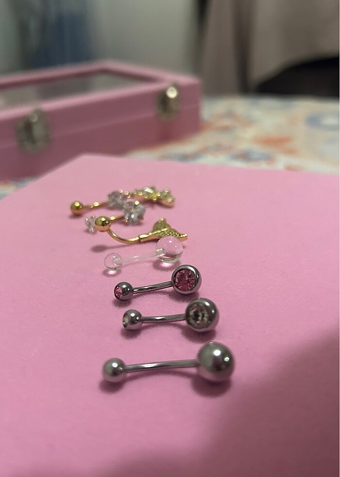 Göbek Piercing Altın-gümüş renkli cerrahi çelik - Görsel 2