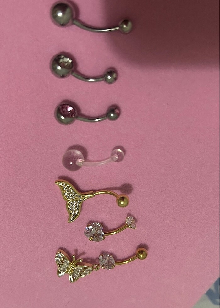 Göbek Piercing Altın-gümüş renkli cerrahi çelik - Görsel 3