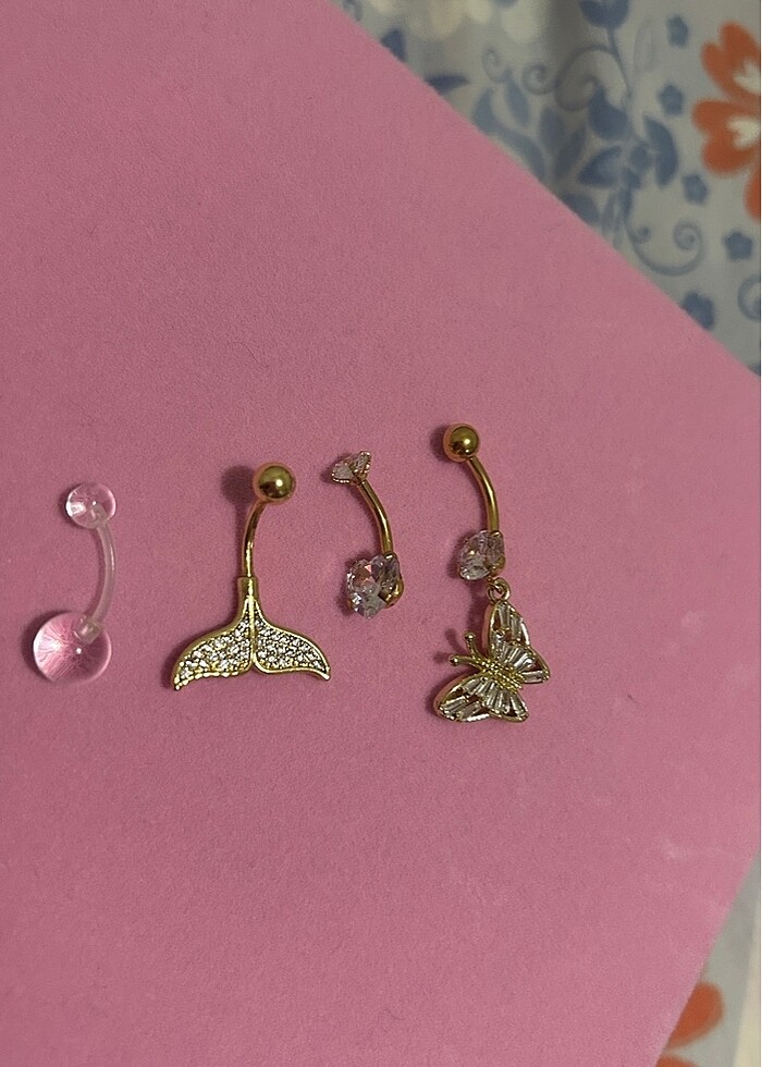 Göbek Piercing Altın-gümüş renkli cerrahi çelik - Görsel 4