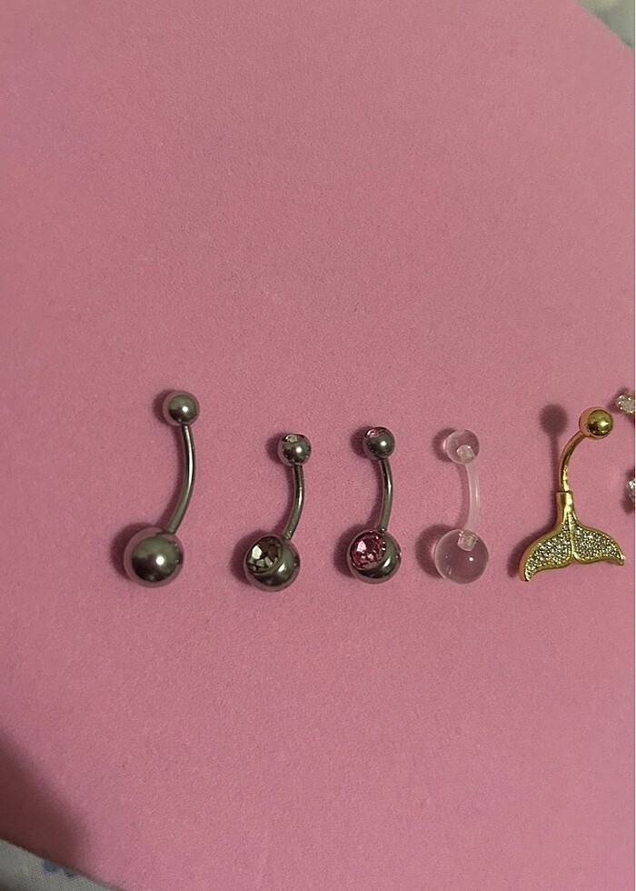 Göbek Piercing Altın-gümüş renkli cerrahi çelik - Görsel 5