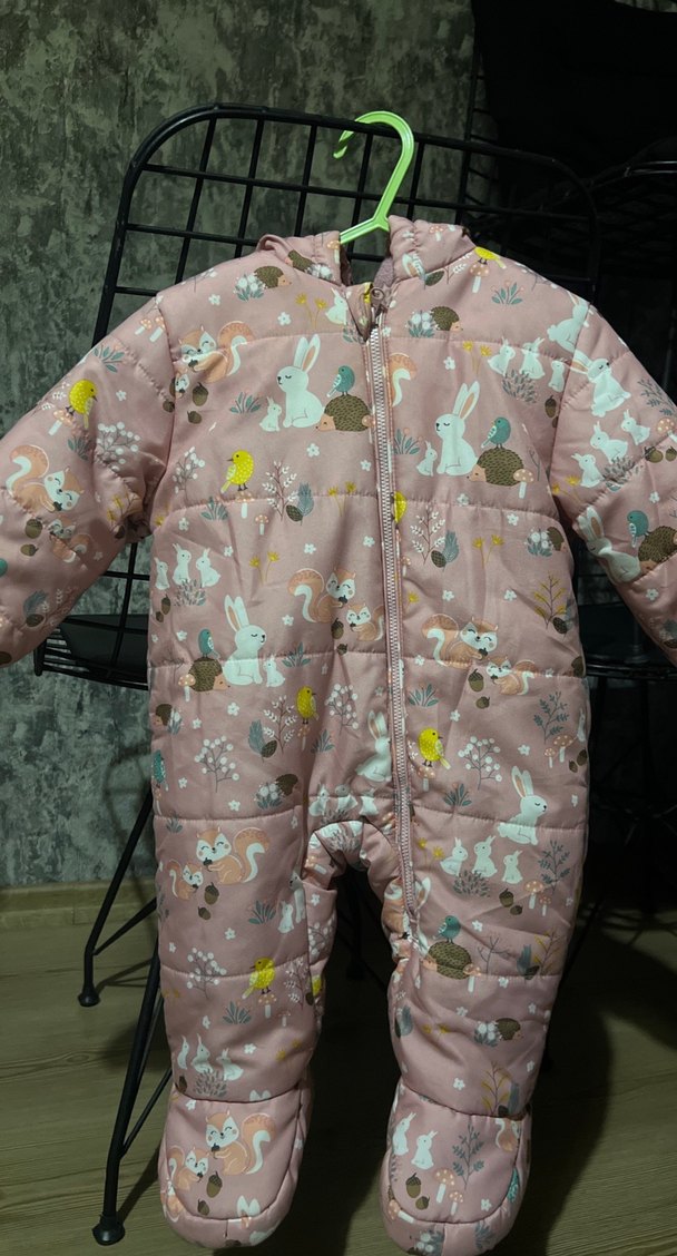 Kız Bebek Pembe Desenli Kürklü Tulum - Görsel 2