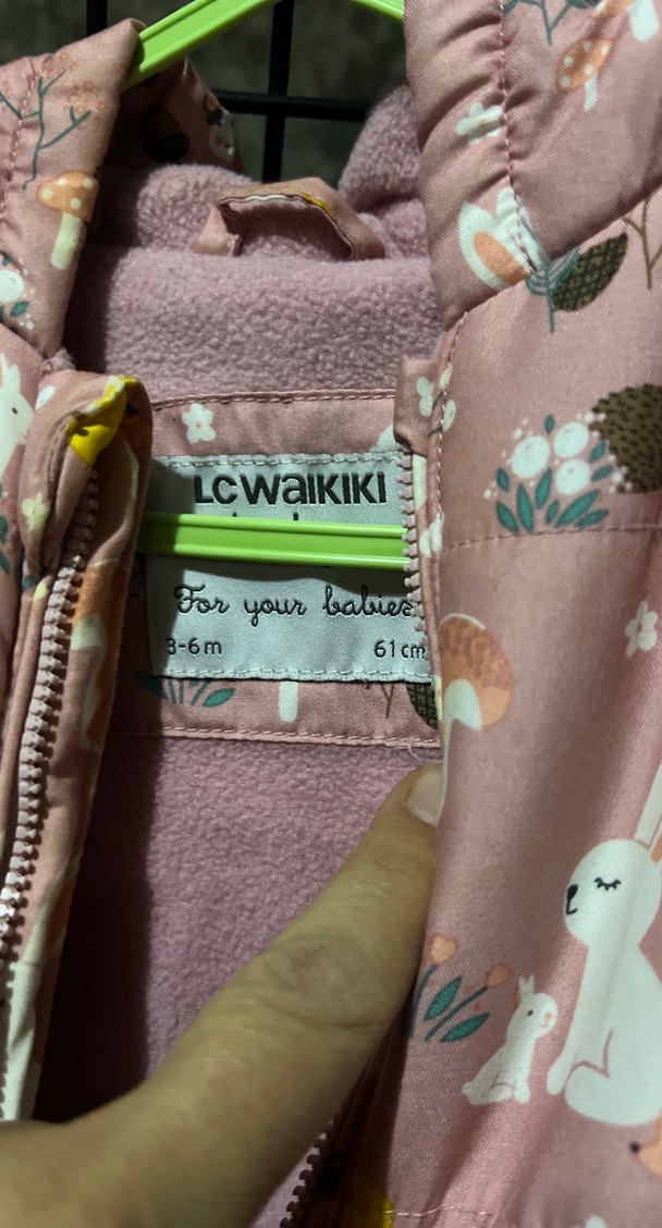 Kız Bebek Pembe Desenli Kürklü Tulum - Görsel 3