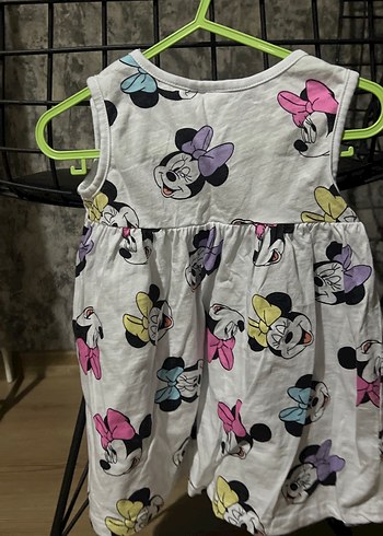 Renkli Minnie Mouse Desenli Kolsuz Kız Elbisesi - Görsel 4