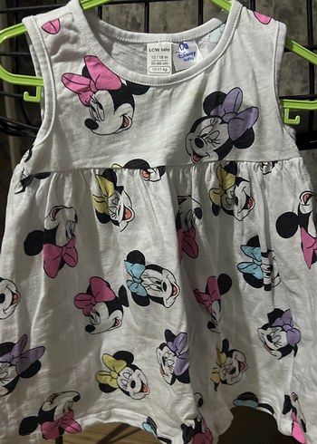 Renkli Minnie Mouse Desenli Kolsuz Kız Elbisesi - Görsel 2