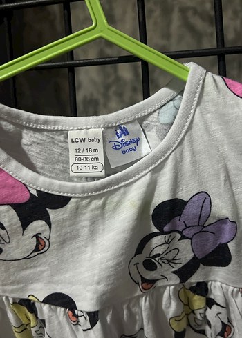 Renkli Minnie Mouse Desenli Kolsuz Kız Elbisesi - Görsel 3