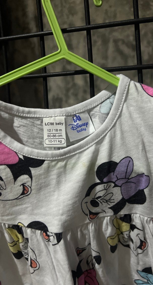 Renkli Minnie Mouse Desenli Kolsuz Kız Elbisesi - Görsel 3