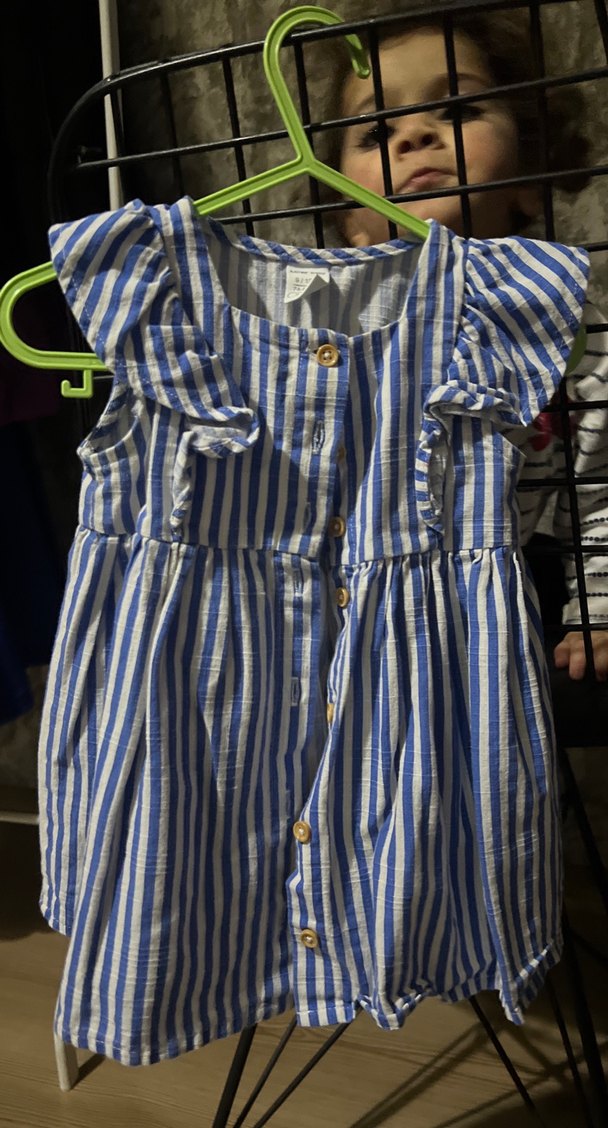 Kız Çocuk Renkli Çizgili Fırfırlı Elbise - Görsel 2