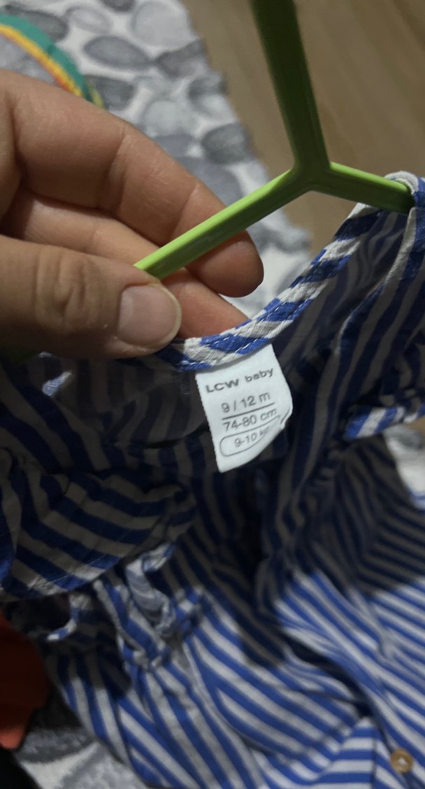 Kız Çocuk Renkli Çizgili Fırfırlı Elbise - Görsel 4