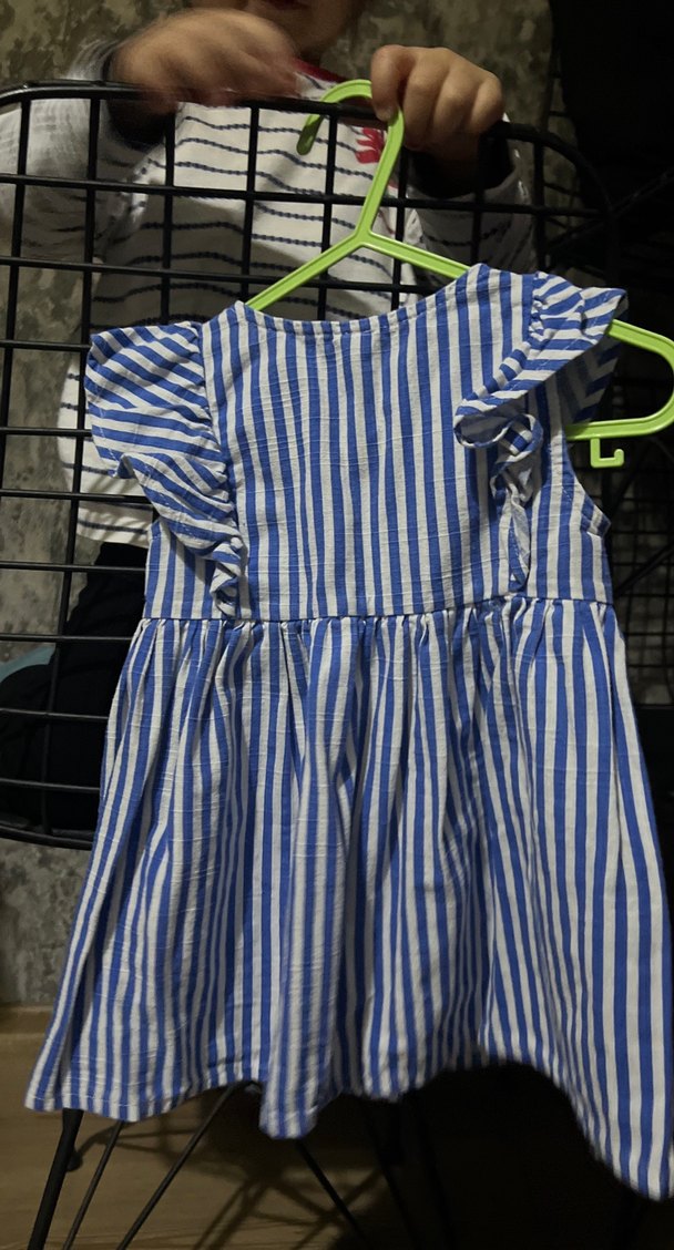 Kız Çocuk Renkli Çizgili Fırfırlı Elbise - Görsel 3