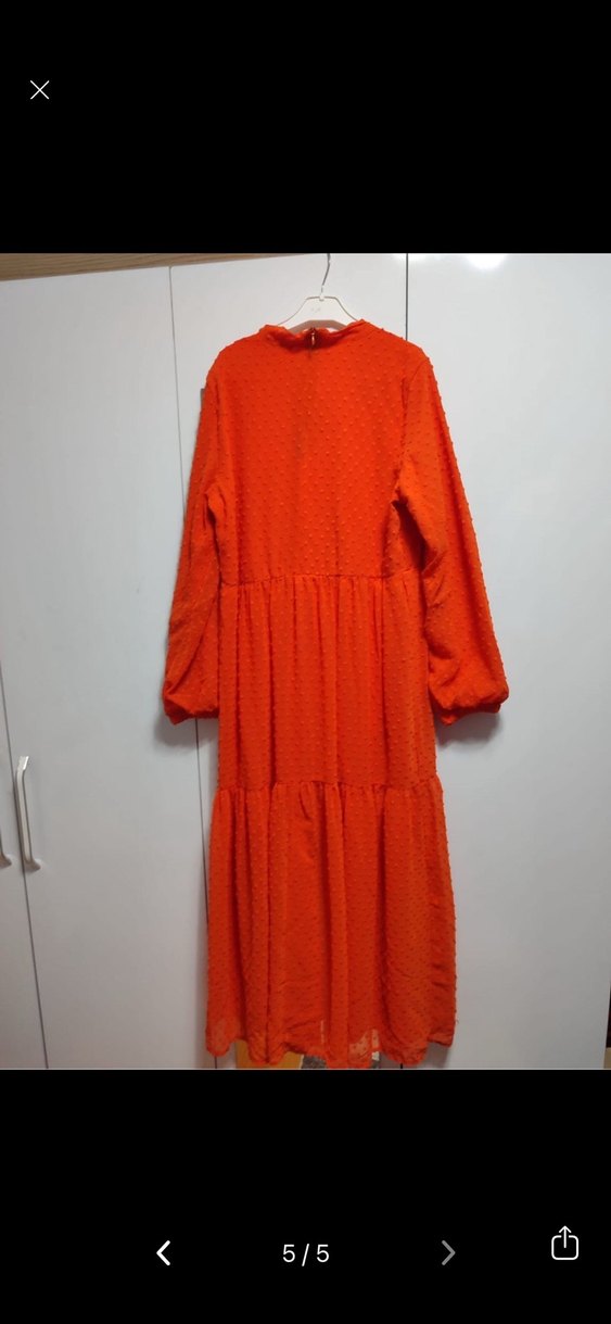 Turuncu Bohem Uzun Kollu Elbise - Görsel 2