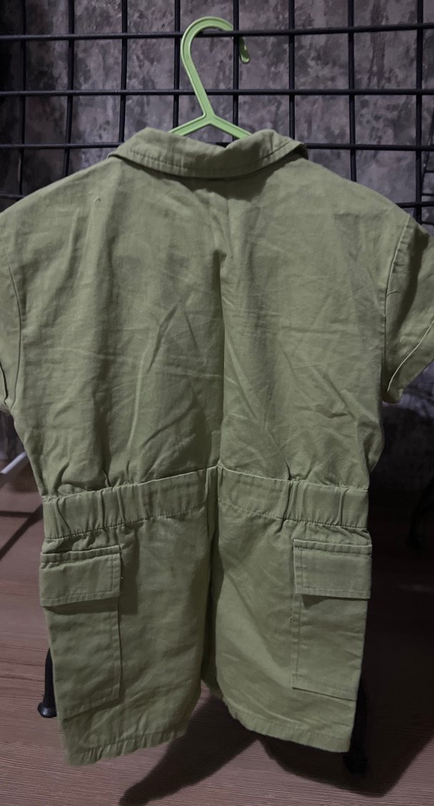 Kız Çocuk Haki Kısa Kollu tulum - Görsel 4