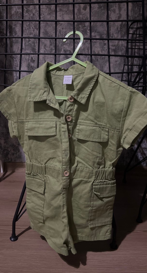 Kız Çocuk Haki Kısa Kollu tulum - Görsel 2