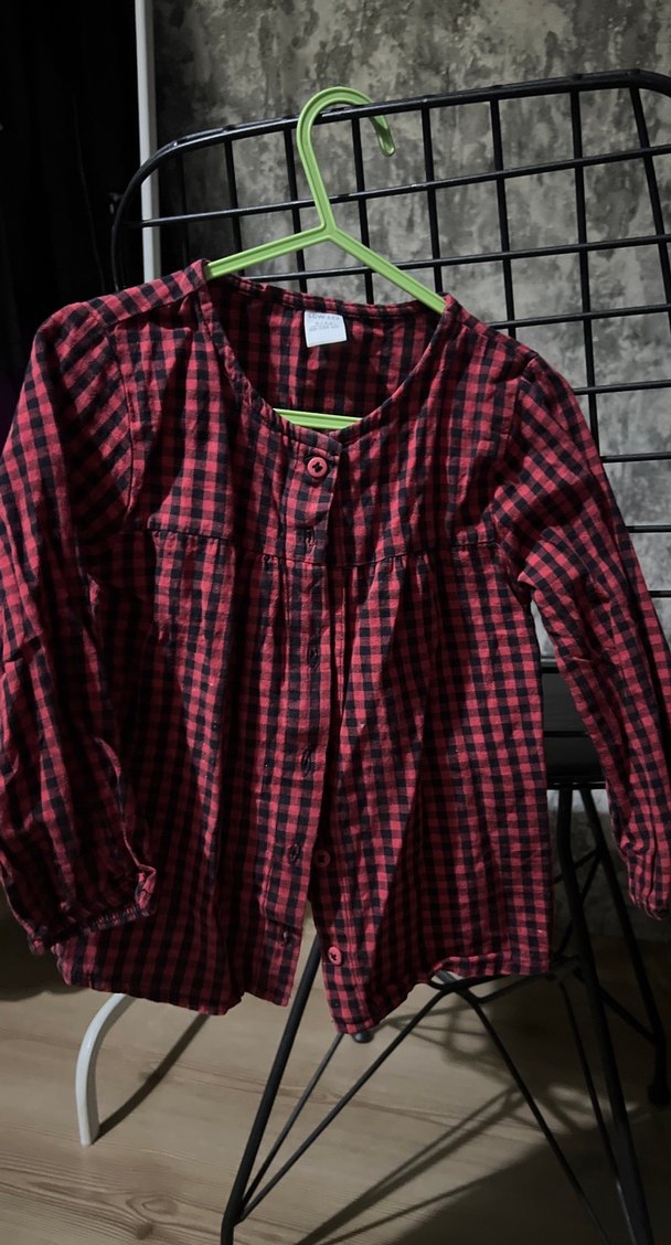 Kız Çocuk Kırmızı Kareli Gömlek - Görsel 2