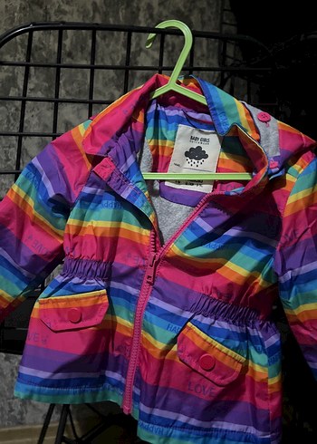 Kız Çocuk Renkli Fermuarlı Yağmurluk - Görsel 2