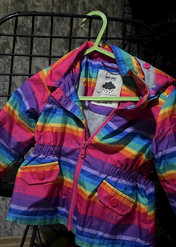 Kız Çocuk Renkli Fermuarlı Yağmurluk - Görsel 3