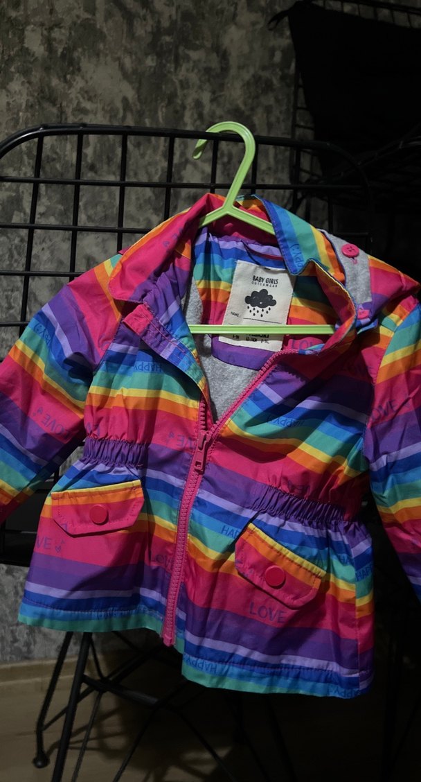 Kız Çocuk Renkli Fermuarlı Yağmurluk - Görsel 2