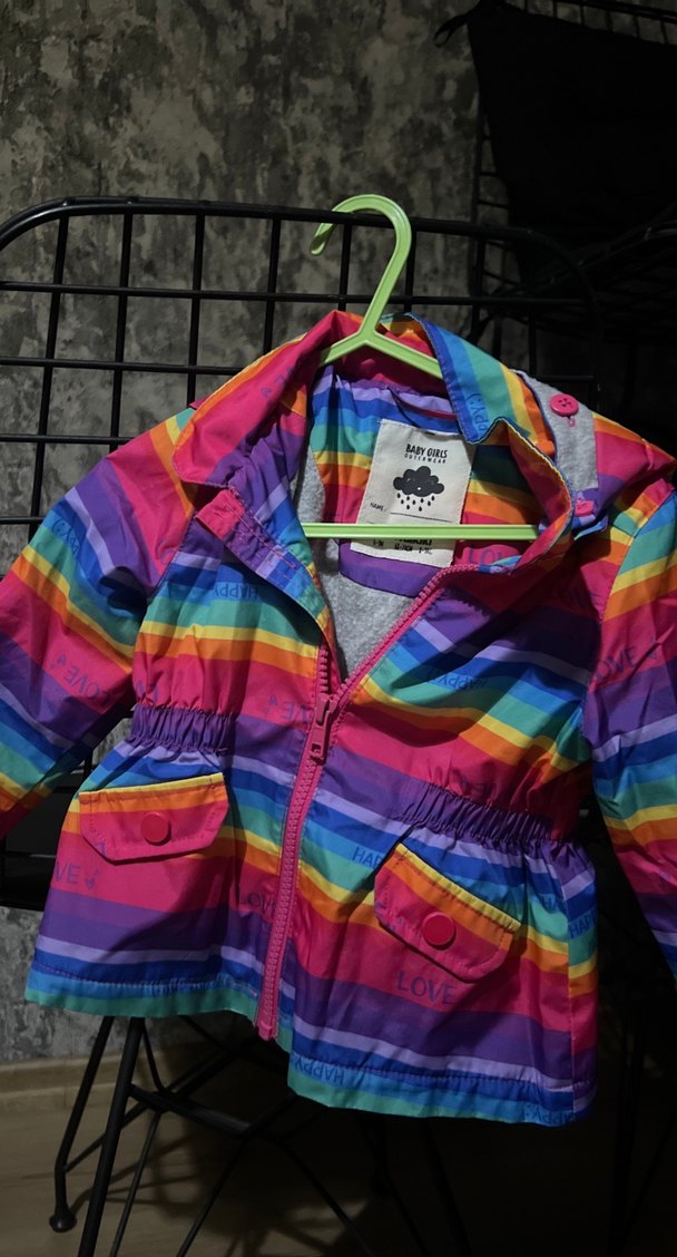 Kız Çocuk Renkli Fermuarlı Yağmurluk - Görsel 3