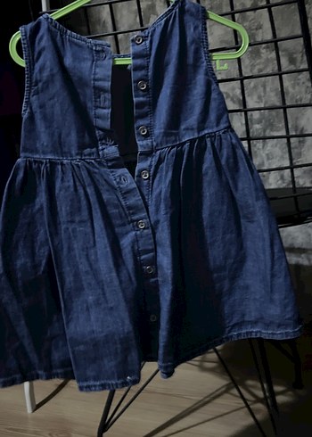 Kız Çocuk Kot Elbise Düğmeli - Görsel 3