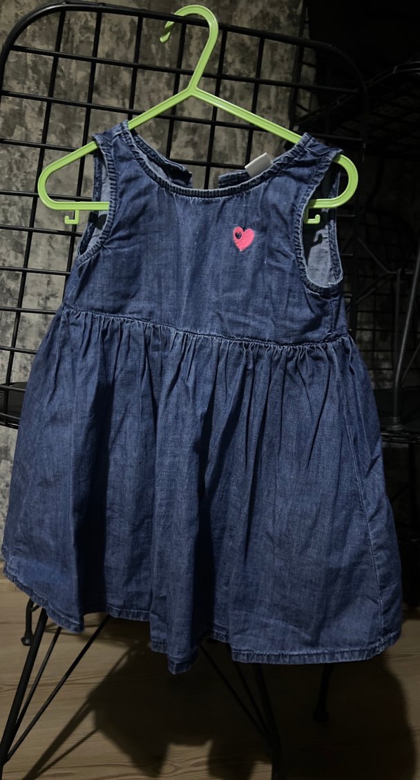 Kız Çocuk Kot Elbise Düğmeli - Görsel 2