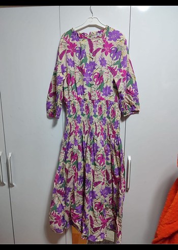 Renkli Çiçek Desenli Bohem Uzun Elbise - Görsel 2