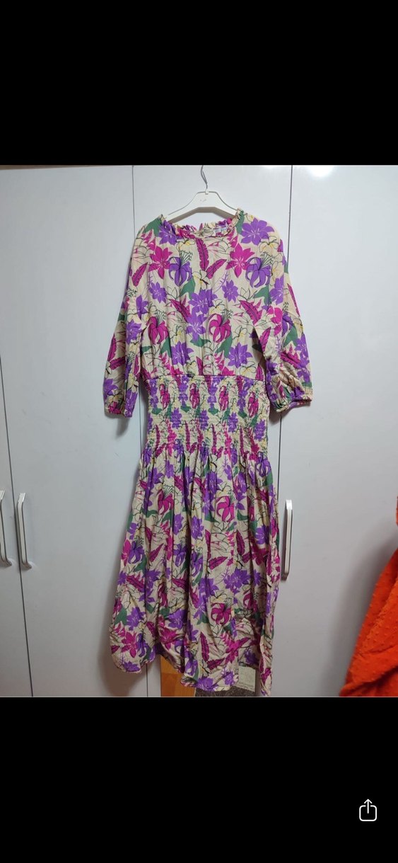 Renkli Çiçek Desenli Bohem Uzun Elbise - Görsel 2