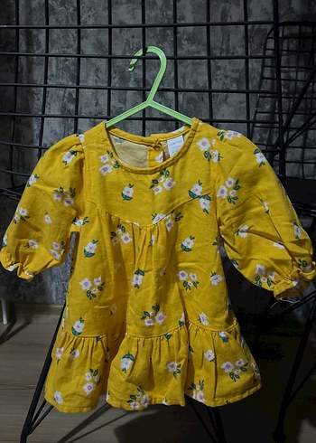 Sarı Çiçekli Uzun Kollu Kız Elbise - Görsel 2