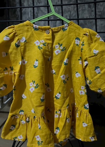 Sarı Çiçekli Uzun Kollu Kız Elbise - Görsel 4