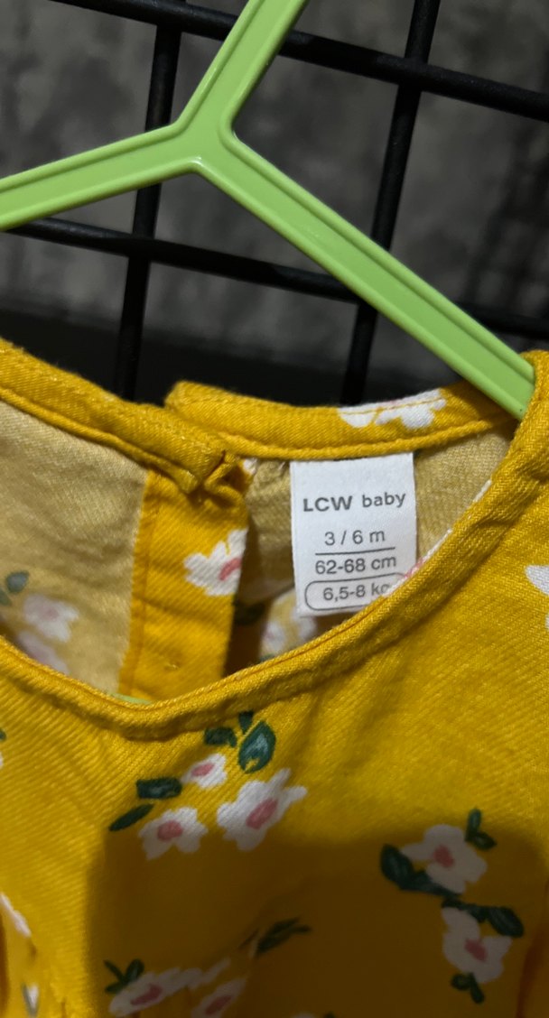 Sarı Çiçekli Uzun Kollu Kız Elbise - Görsel 3