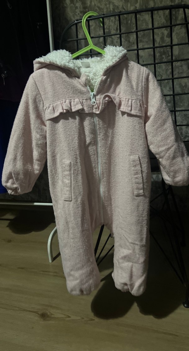 Kürklü Pembe Bebek Tulumu - Görsel 2