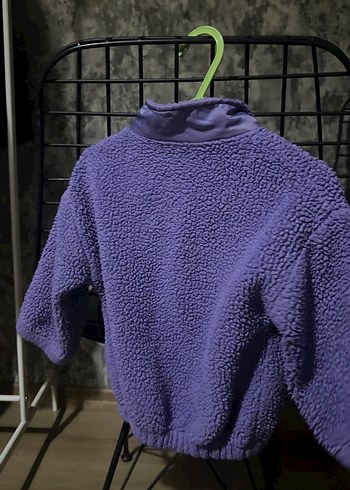 Kız Çocuk Mor Örgü Fermuarlı Ceket - Görsel 4