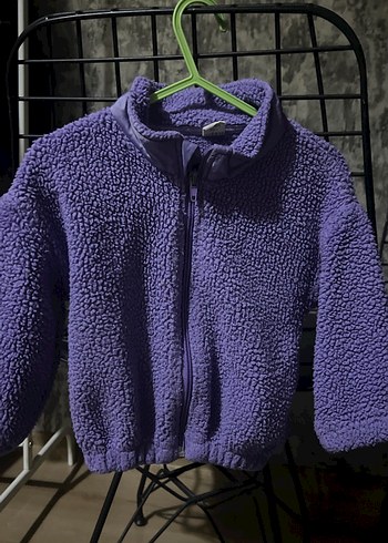 Kız Çocuk Mor Örgü Fermuarlı Ceket - Görsel 2