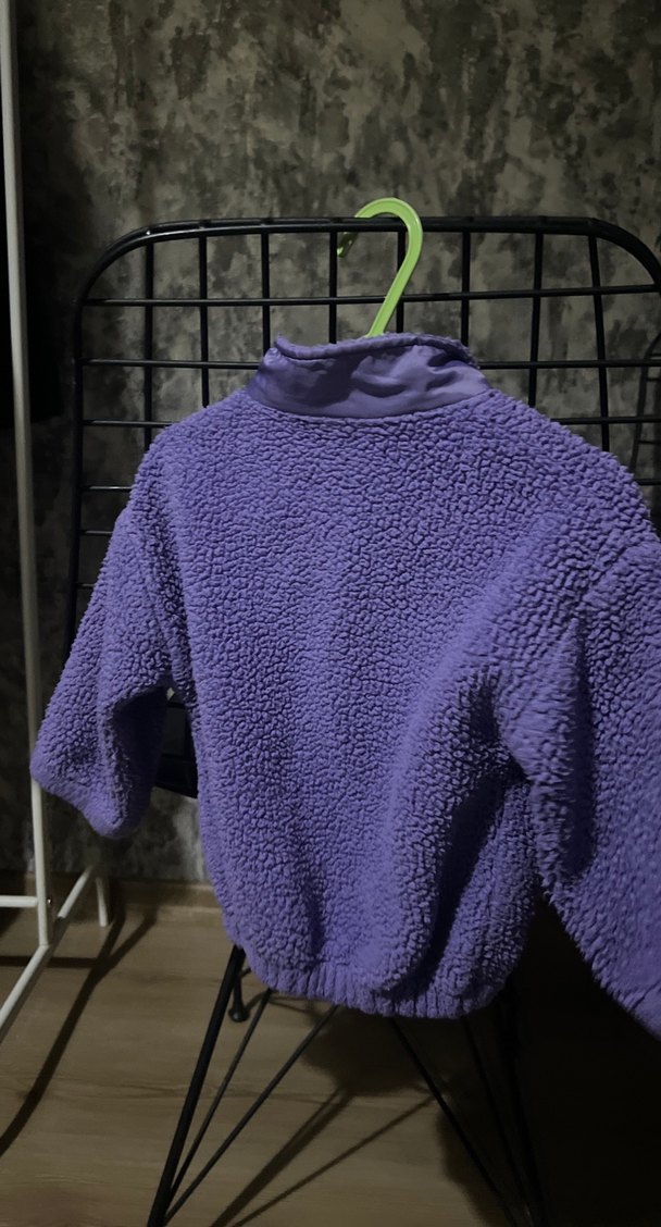 Kız Çocuk Mor Örgü Fermuarlı Ceket - Görsel 4