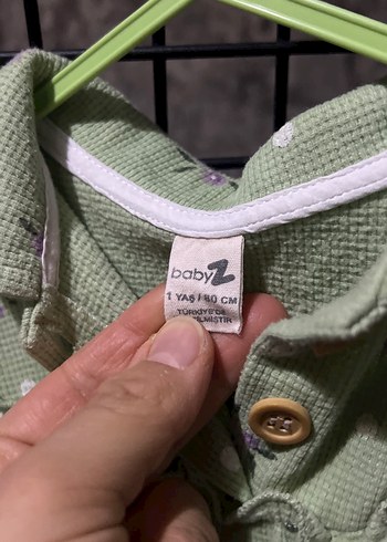 Yeşil Çiçekli Kız Çocuk Uzun Kollu Keten Elbise - Görsel 3