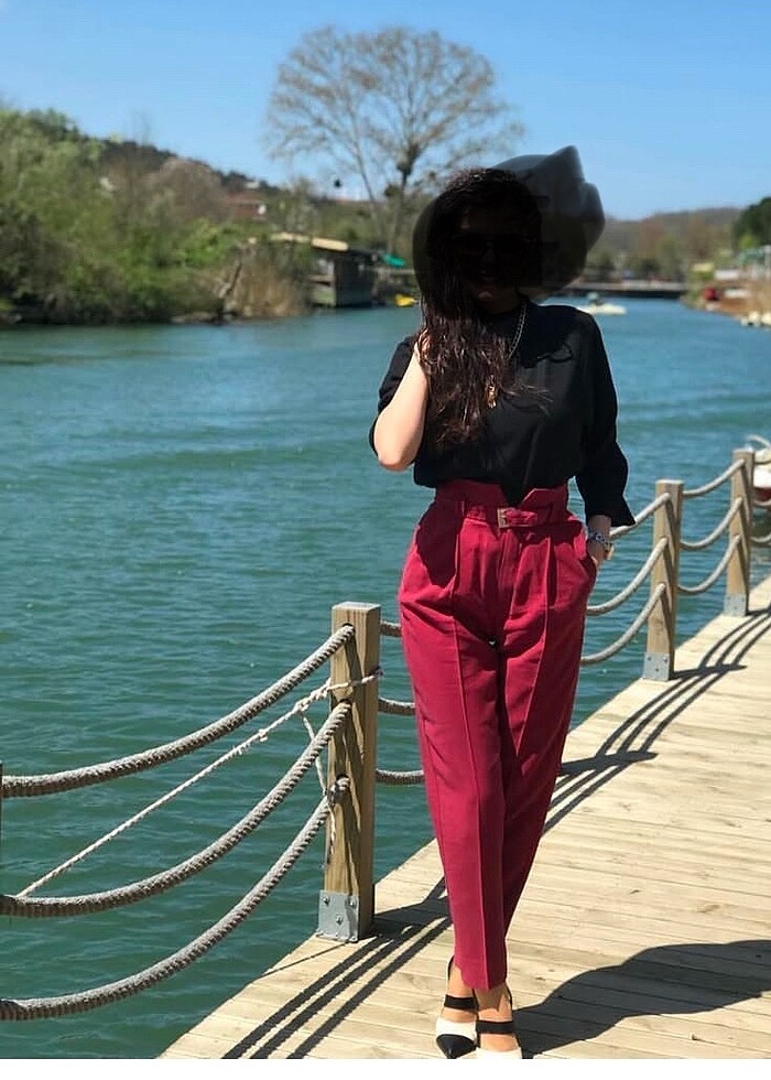 Mango yuksek bel kemerlı pantolon - Görsel 2