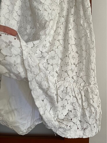 Zara Kız Çocuk Dantel Desenli Beyaz Elbise