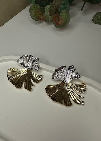 Gold- gümüş çelik küpe - Görsel 4