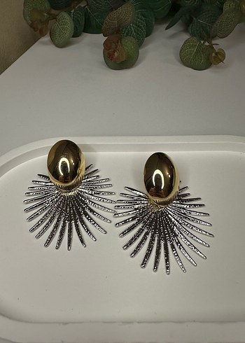 Gold- gümüş çelik küpe - Görsel 3