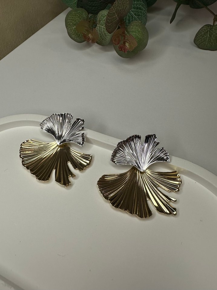 Gold- gümüş çelik küpe - Görsel 4