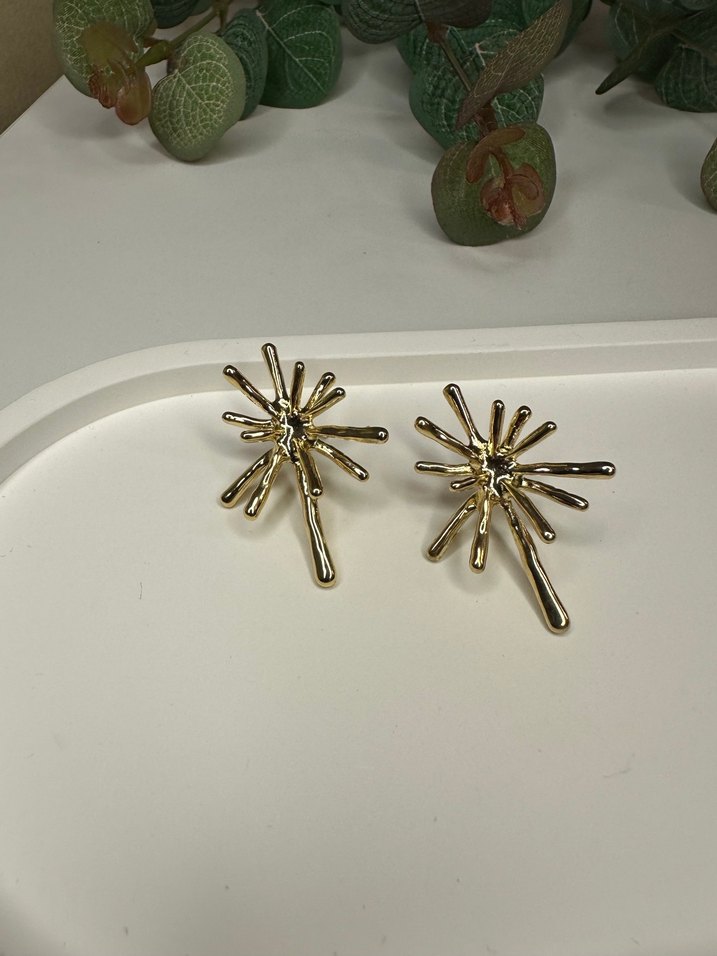 Gold- gümüş çelik küpe - Görsel 5