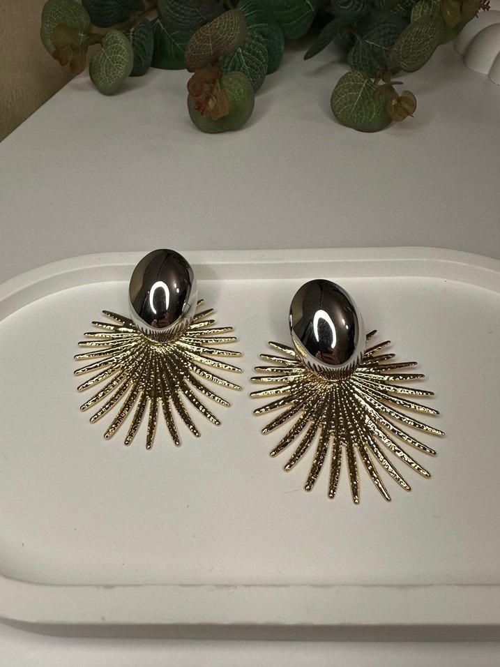 Gold- gümüş çelik küpe - Görsel 2