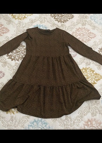 Zincir Detaylı Kahverengi Triko Midi Elbise - Görsel 2