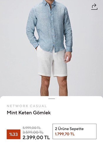 Network Erkek Turkuaz Keten Gömlek